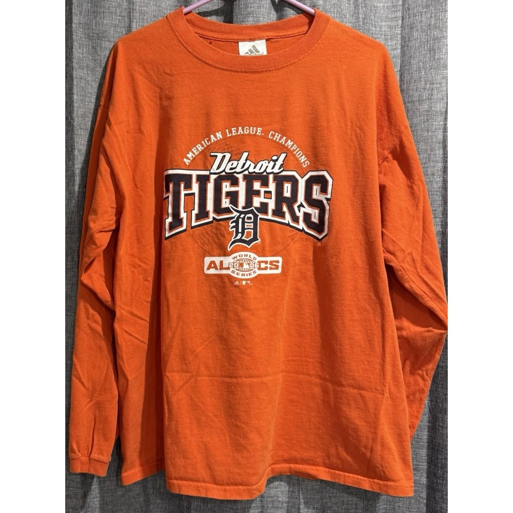 Adidas Vntg Y2K 2006 Mens Large Detroit Tigers Baseball Long Sleeve T-Shirt ALCS